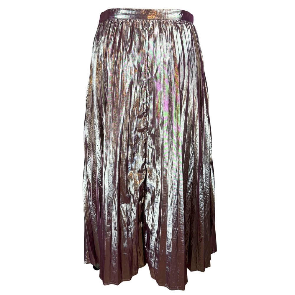 NWT GAP|Womens Metallic Rose Gold Pleated Skirt|10 T|Midi Futuristic Party Bling